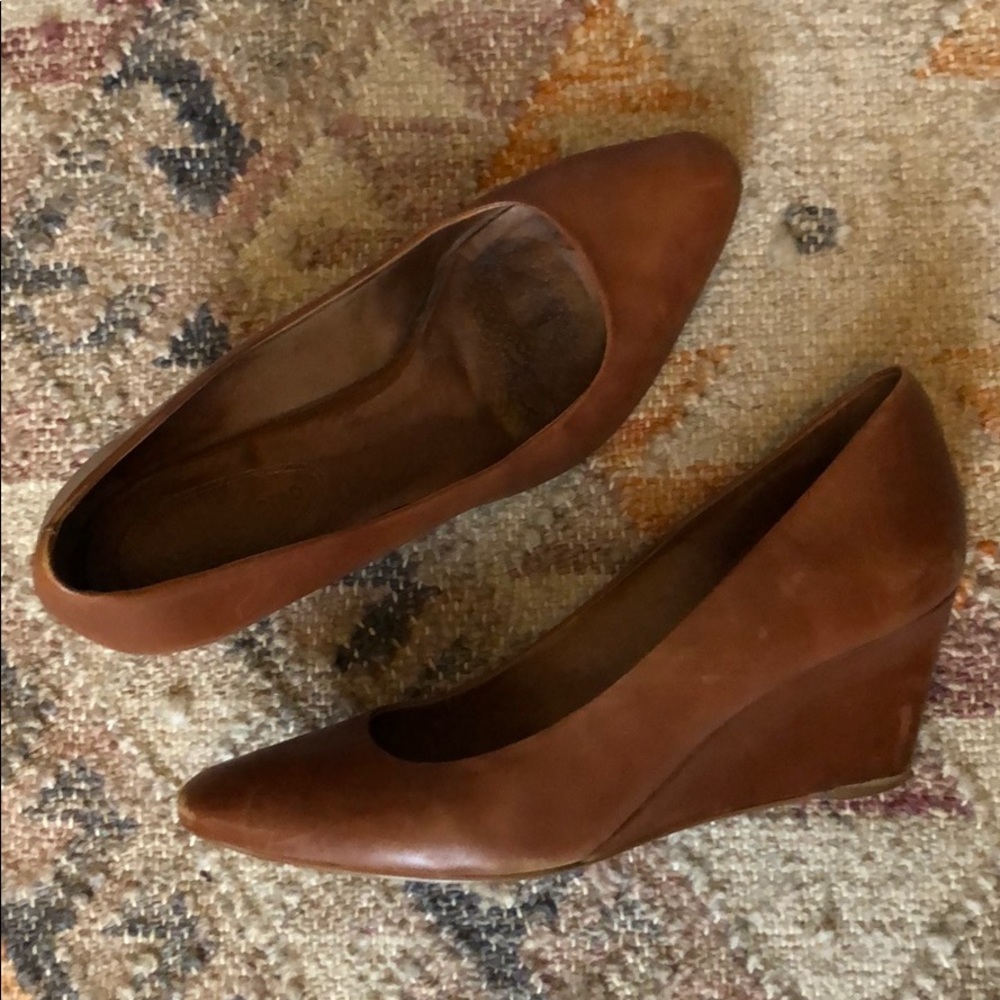 Brown Leather Wedge Heels
